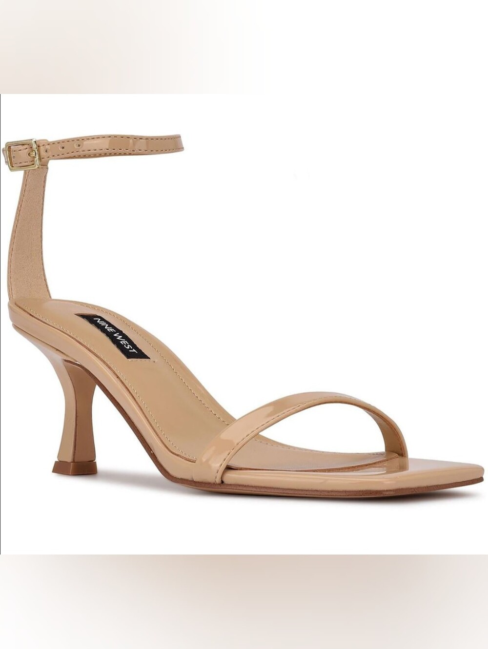 NIB Nine West Ripe3 Square Toe Kitten Heel Sandals Natural 11M